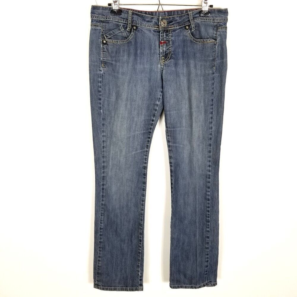 Marithe Francois Girbaud Women Straight Leg Jeans Sz‎ 31 Blue Low Rise Denim Y2K
